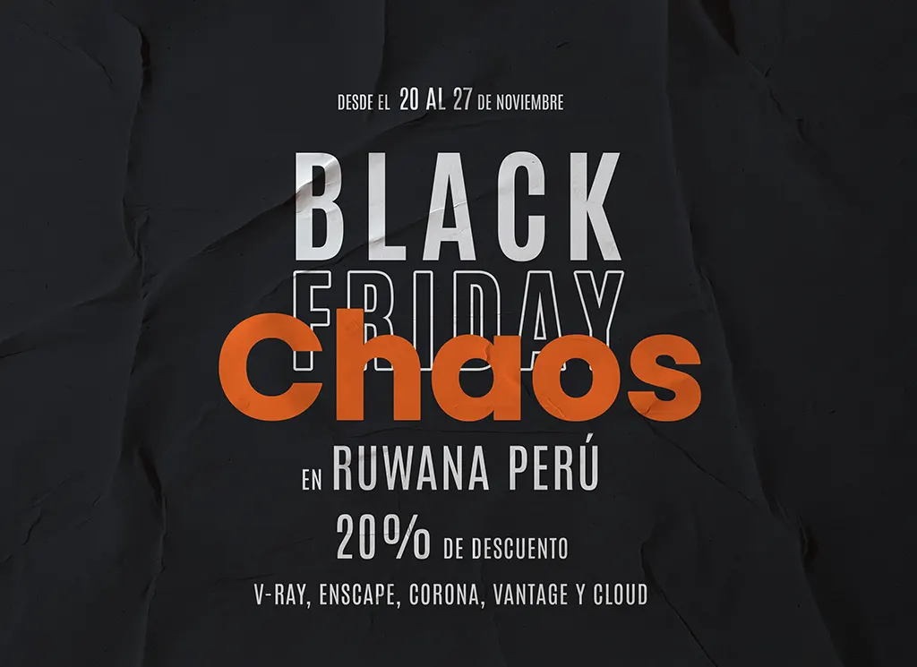 ¡Celebra el Black Friday con un Descuento del 20% en Productos Chaos V-Ray, Enscape, Corona, Vantage y Cloud!